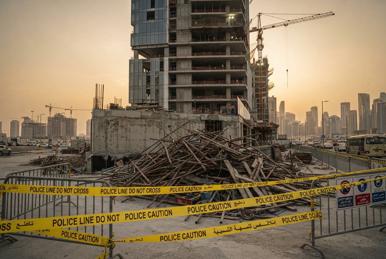 Doha Construction Site Tragedy: One Worker Killed Following Scaffold Collapse at Tower Project Doha Construction Site Tragedy: One Worker Killed Following Scaffold Collapse at Tower Project