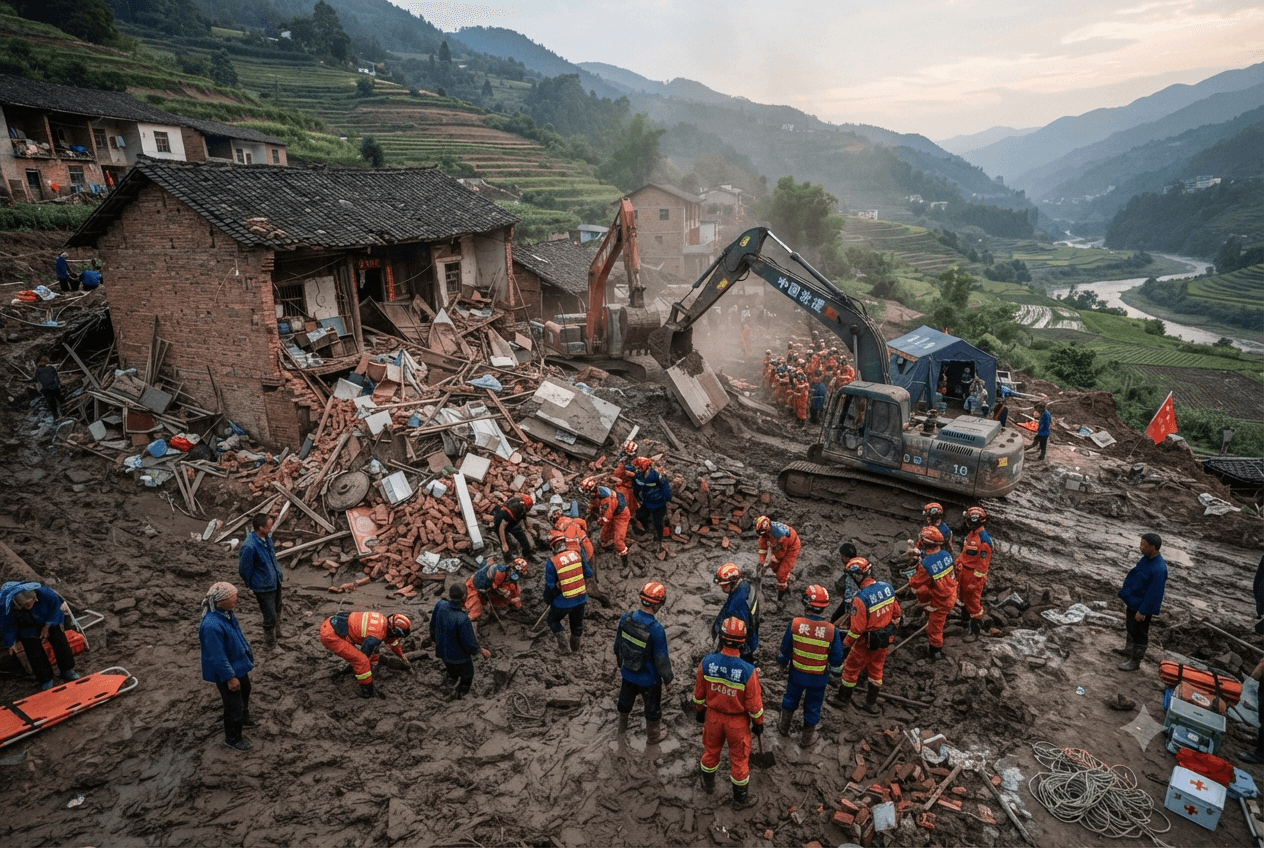 Natural Disaster: Heavy Landslide Obliterates Residential House in Shanxi Province, Killing Five People Natural Disaster: Heavy Landslide Obliterates Residential House in Shanxi Province, Killing Five People