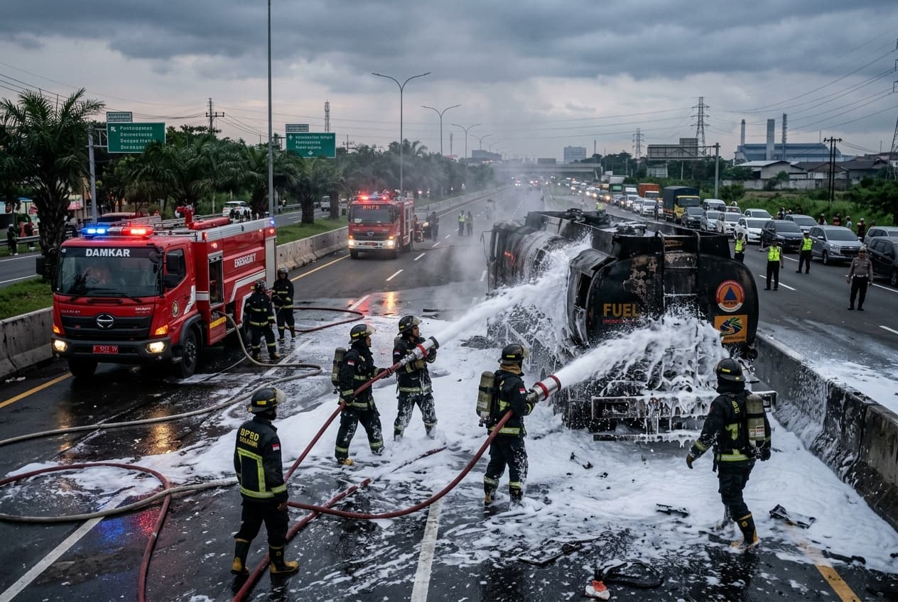 Lagos Tanker Explosion: Overloaded Commercial Tanker Overturns and Explodes, Killing Two Motorists Lagos Tanker Explosion: Overloaded Commercial Tanker Overturns and Explodes, Killing Two Motorists