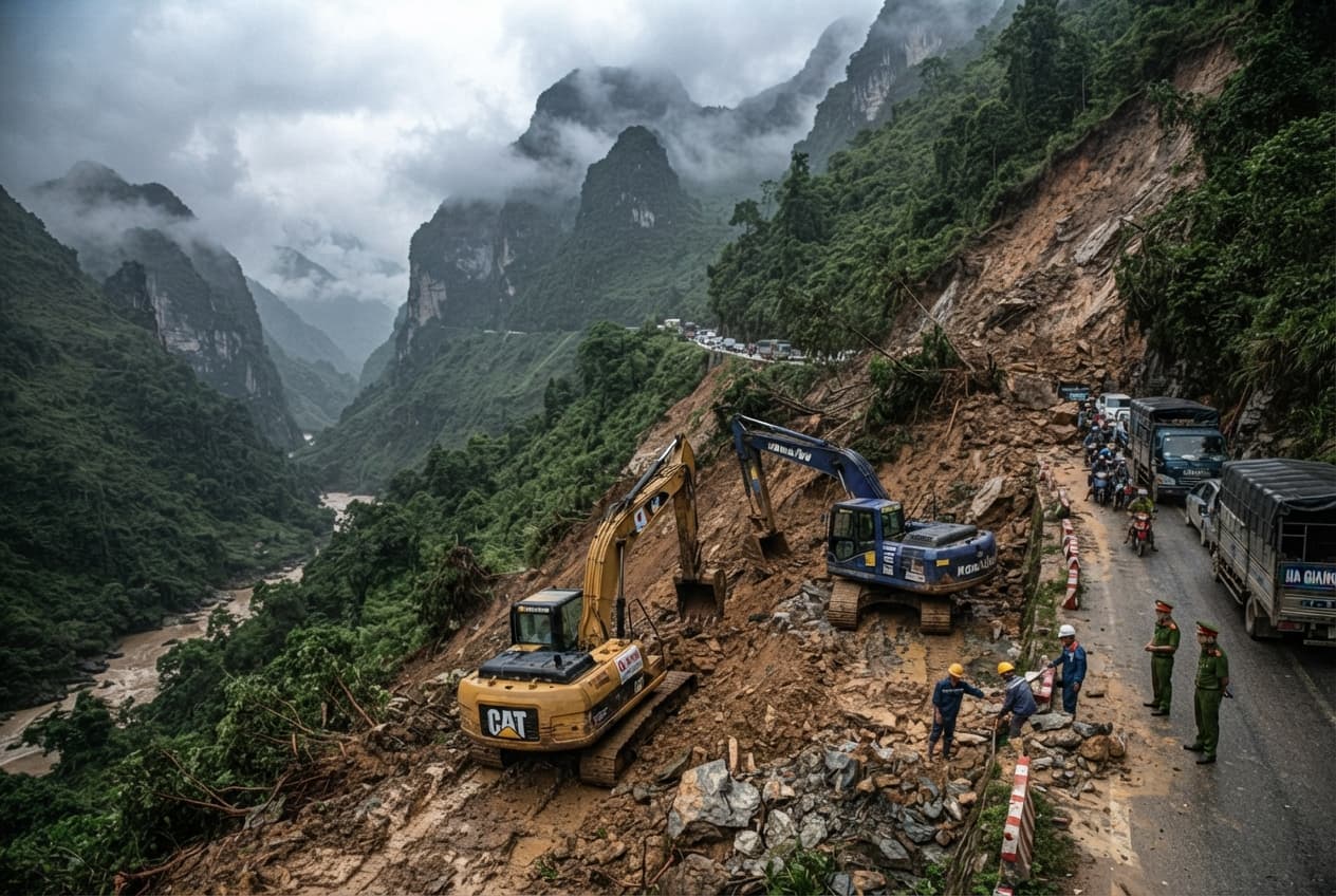 Construction Site Tragedy: Sudden Mudslide Destroys Remote Camp and Kills Two Workers in Ha Giang Construction Site Tragedy: Sudden Mudslide Destroys Remote Camp and Kills Two Workers in Ha Giang