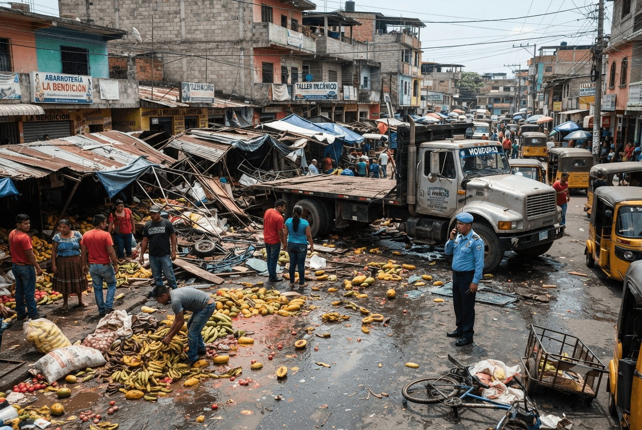 Deadly Market Collision: Freight Truck Loses Brakes and Smashes into San Pedro Sula Stalls, Leaving Six Dead Deadly Market Collision: Freight Truck Loses Brakes and Smashes into San Pedro Sula Stalls, Leaving Six Dead
