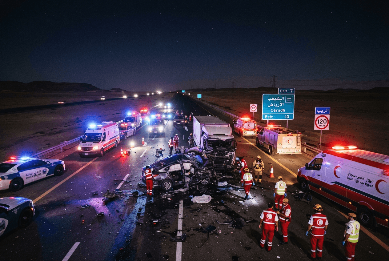 Riyadh-Dammam Highway Horror: Multi-Vehicle Pileup Leaves Four Dead as Chaos Consumes Major Transit Route Riyadh-Dammam Highway Horror: Multi-Vehicle Pileup Leaves Four Dead as Chaos Consumes Major Transit Route