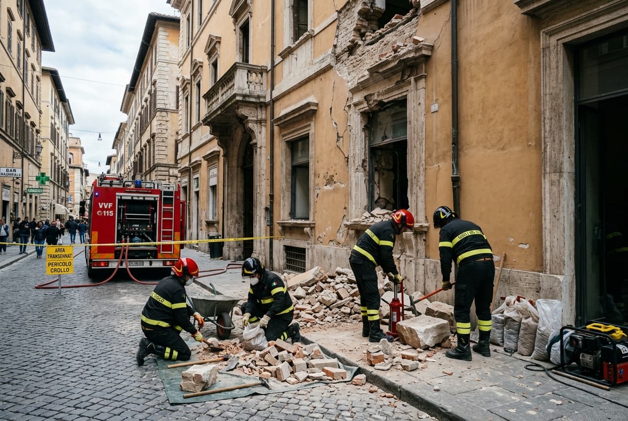 Italy Storm Crisis: Severe Subtropical Winds Collapse Building Facade, Sending Three People to Hospital Italy Storm Crisis: Severe Subtropical Winds Collapse Building Facade, Sending Three People to Hospital