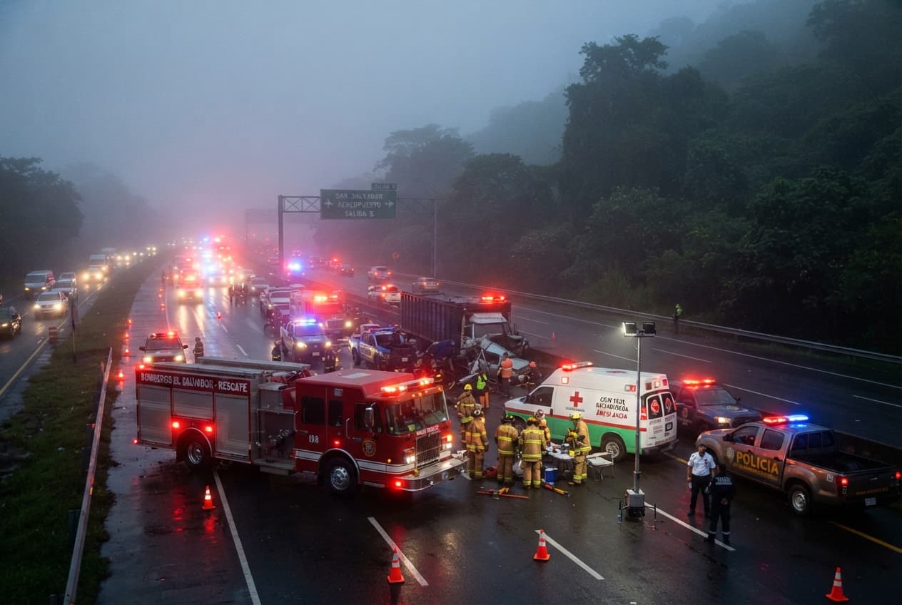 Highway Collision Near San Salvador: Heavy Fog Triggers Multi-Car Crash Leaving Three Dead Highway Collision Near San Salvador: Heavy Fog Triggers Multi-Car Crash Leaving Three Dead