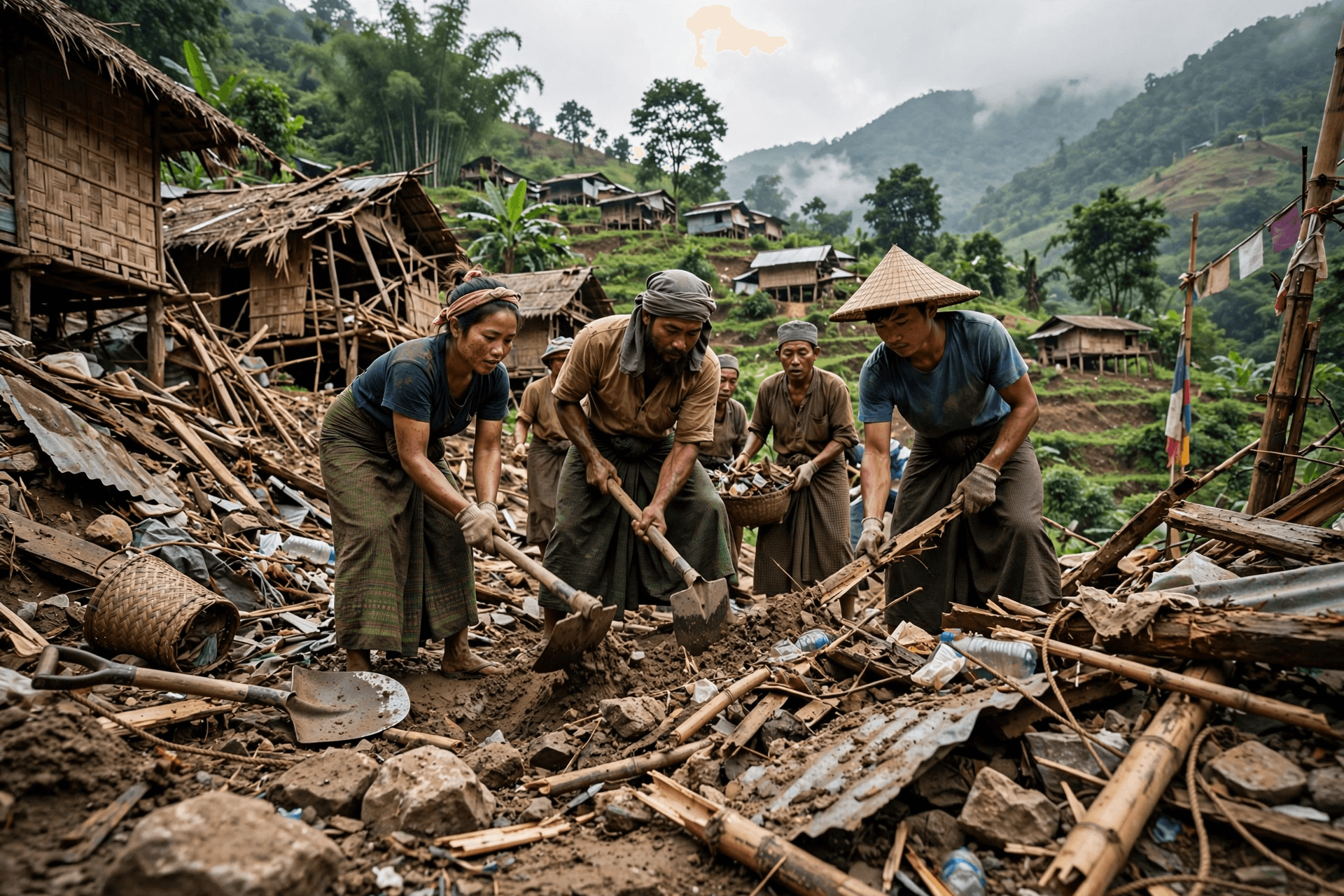 Fatal Mudslide: Three Lives Lost After Mountain Collapse Devastates Village In Karen State, Myanmar Fatal Mudslide: Three Lives Lost After Mountain Collapse Devastates Village In Karen State, Myanmar