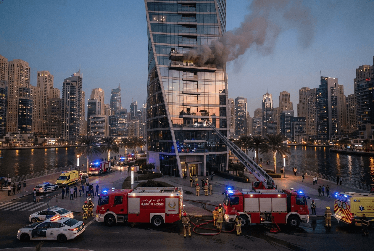 Residential Tower Tragedies Strike: Residential Apartment Fire in Dubai Marina Sparked by Kitchen Blast Claims Two Lives Residential Tower Tragedies Strike: Residential Apartment Fire in Dubai Marina Sparked by Kitchen Blast Claims Two Lives