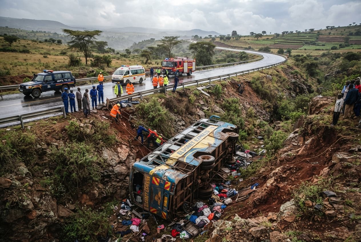 Seven Killed in Ravine Crash: Passenger Bus Skids Off Wet Road Today Seven Killed in Ravine Crash: Passenger Bus Skids Off Wet Road Today