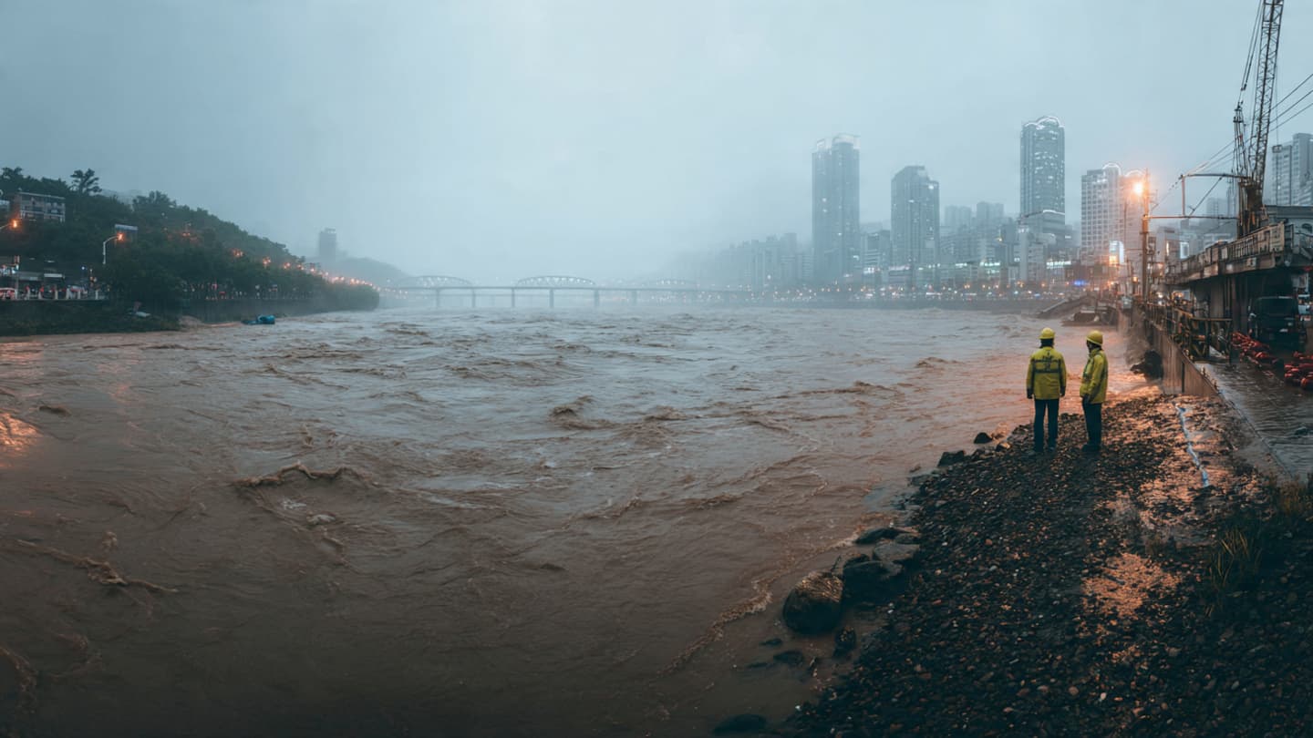 Beneath Heavy Rain Warnings and Mountain Mist, South Korea Strengthened Flood Monitoring Across Vulnerable Regions Yesterday Beneath Heavy Rain Warnings and Mountain Mist, South Korea Strengthened Flood Monitoring Across Vulnerable Regions Yesterday