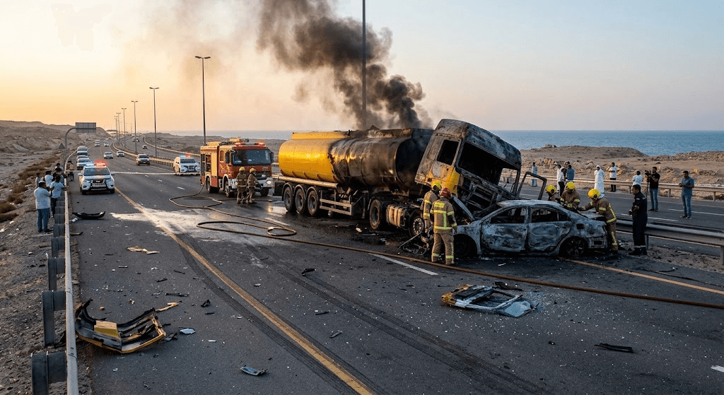 Horror on Coastal Highway: Family of 6 Burnt to Death as Gas Bowser Crashes Into Car in Gwadar Horror on Coastal Highway: Family of 6 Burnt to Death as Gas Bowser Crashes Into Car in Gwadar