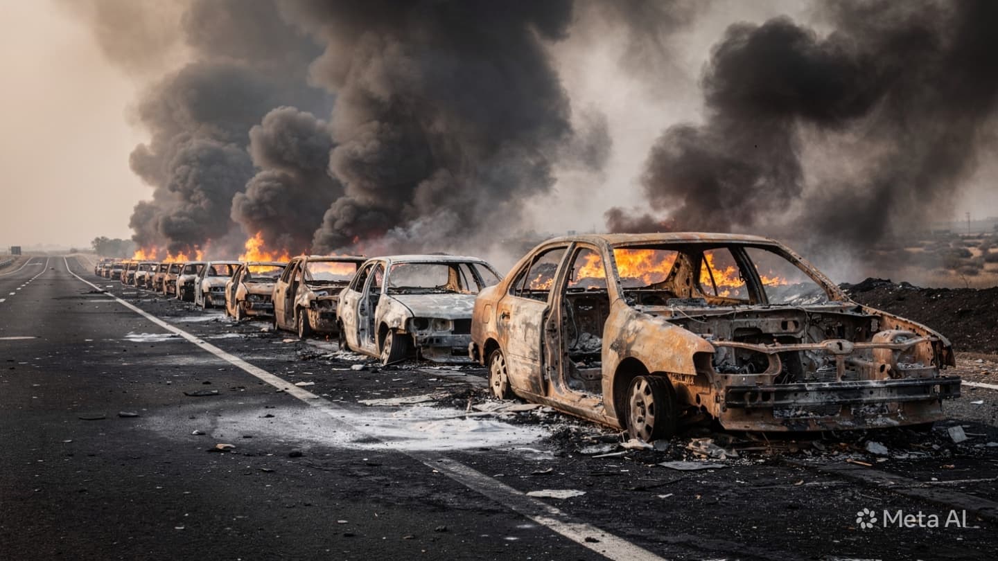 Mass Vehicle Destruction: Fuel Tanker Crash Triggers Catastrophic Roadside Explosion Killing Two Motorists Mass Vehicle Destruction: Fuel Tanker Crash Triggers Catastrophic Roadside Explosion Killing Two Motorists