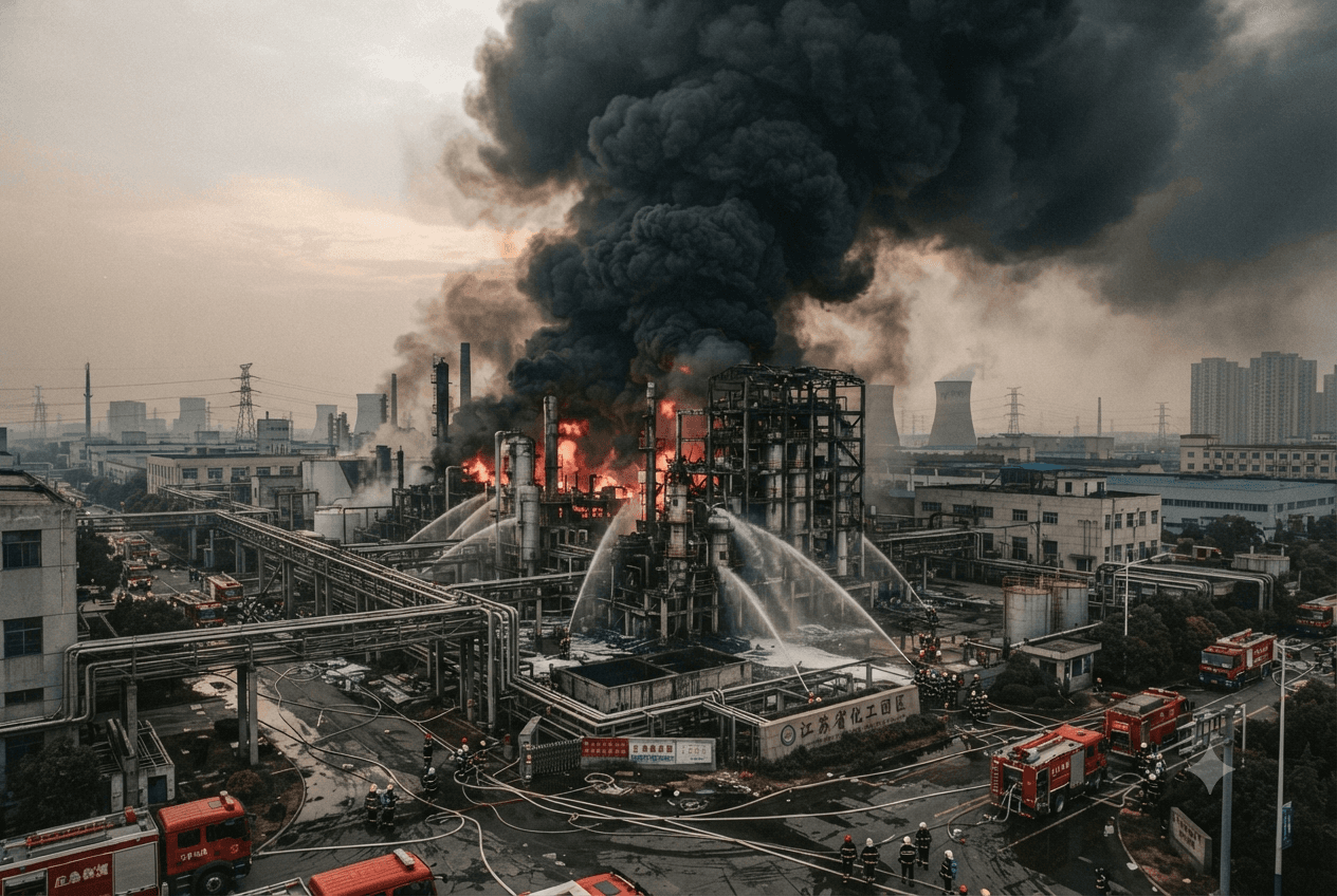 Petrochemical Plant Blaze: Technician Killed During Chemical Fire Outbreak in Jiangsu Industrial Zone Petrochemical Plant Blaze: Technician Killed During Chemical Fire Outbreak in Jiangsu Industrial Zone