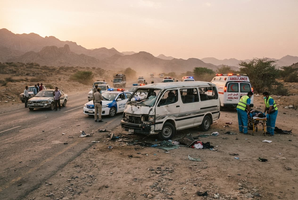 Highway Head-On Crash: Minibus And Cargo Truck Collision On Aden-Lahij Road Leaves Four Dead Highway Head-On Crash: Minibus And Cargo Truck Collision On Aden-Lahij Road Leaves Four Dead