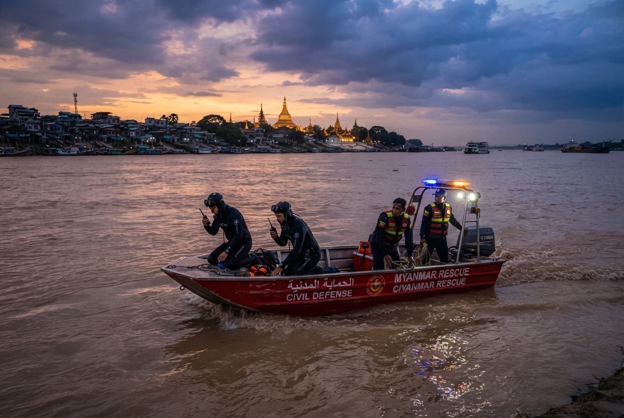 River Transport Disaster: Chindwin River Currents Capsize Passenger Ferry Killing Four People River Transport Disaster: Chindwin River Currents Capsize Passenger Ferry Killing Four People