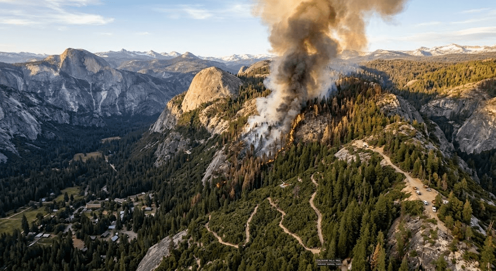 Wildfire Outbreak in Yosemite: Dome Fire Sparks Near Chilnualna Falls Trail Wildfire Outbreak in Yosemite: Dome Fire Sparks Near Chilnualna Falls Trail