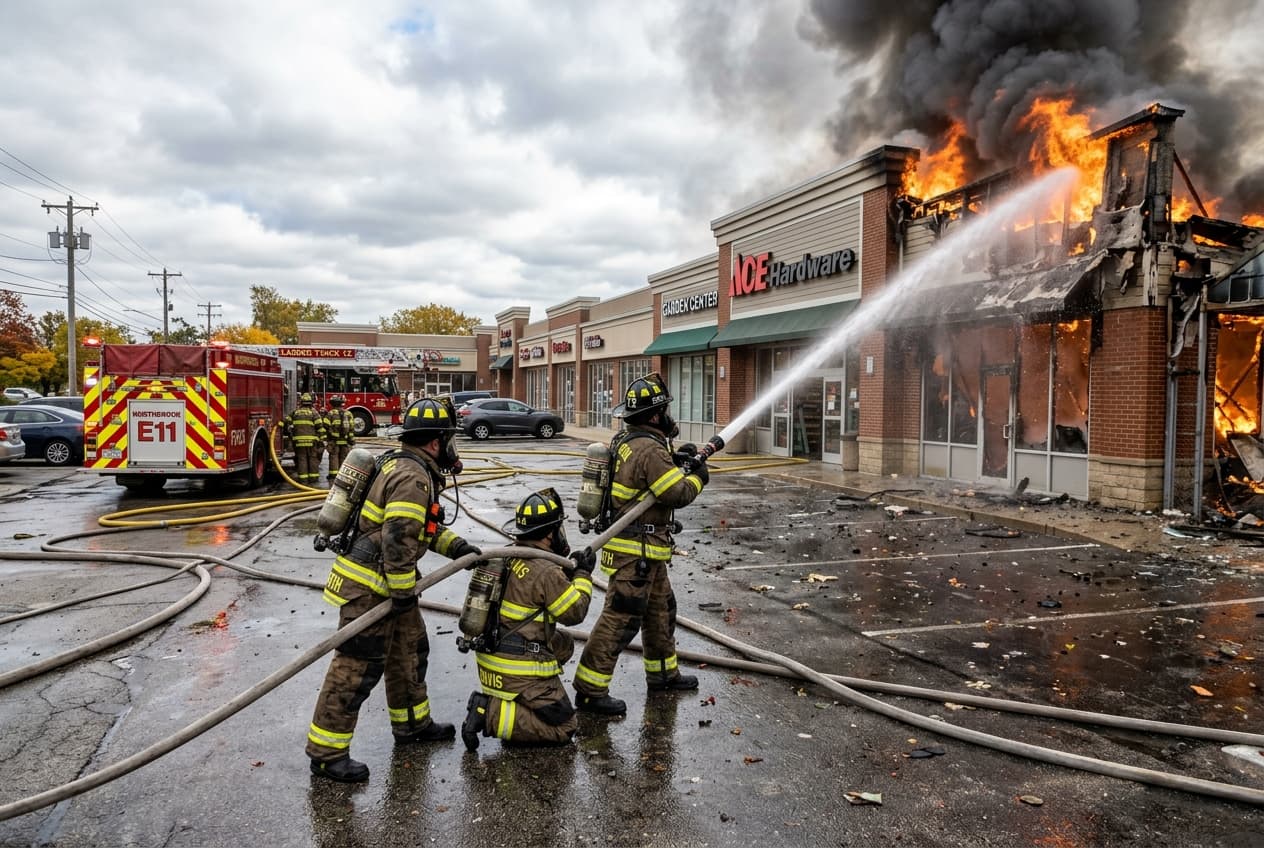 Toxic Smoke Emergency: Industrial Warehouse Fire Near Warsaw Forces Emergency Crews into Lockdown Toxic Smoke Emergency: Industrial Warehouse Fire Near Warsaw Forces Emergency Crews into Lockdown
