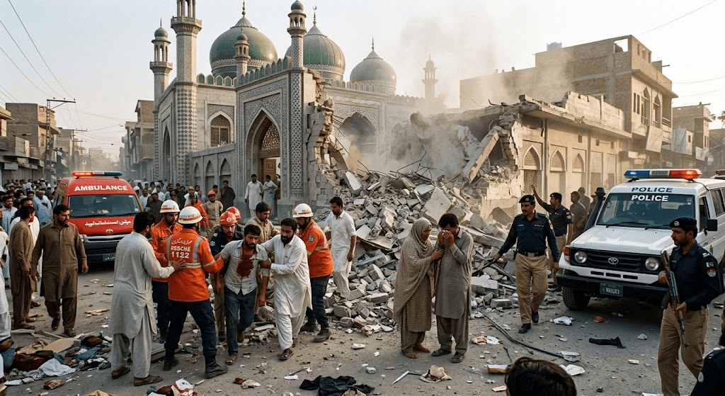Tragedy in Northwest Pakistan: At Least 7 Killed, 20 Wounded in Devastating Mosque Bombing Near Police Offices Tragedy in Northwest Pakistan: At Least 7 Killed, 20 Wounded in Devastating Mosque Bombing Near Police Offices