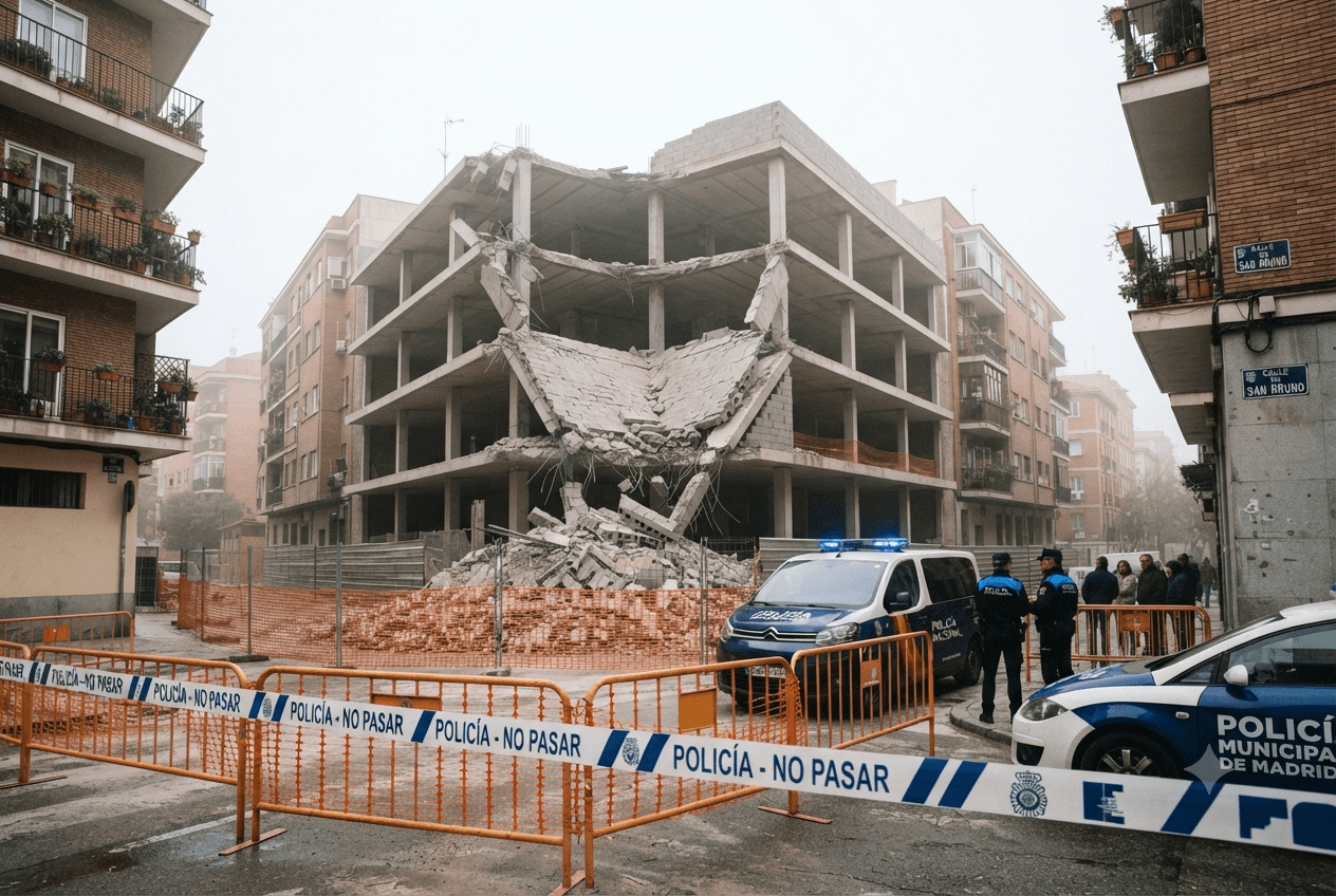 Fatal Construction Accident: Three Workers Dead After Site Collapse In Madrid Residential District Today Fatal Construction Accident: Three Workers Dead After Site Collapse In Madrid Residential District Today