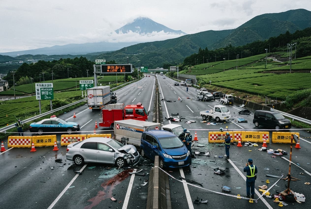 Tomei Expressway Pileup: Four Hospitalized in Critical Condition Following Shizuoka Collision Tomei Expressway Pileup: Four Hospitalized in Critical Condition Following Shizuoka Collision