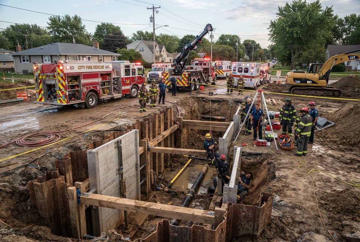 Construction Site Tragedy: Utility Trench Cave-In in Vejle Leaves One Worker Dead and Another Rescued Construction Site Tragedy: Utility Trench Cave-In in Vejle Leaves One Worker Dead and Another Rescued