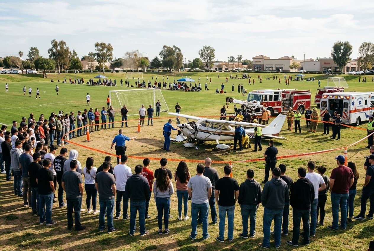 Aircraft Emergency Landing Shocks Long Beach: Small Plane Hits Park Field, Injures Pedestrian in Crowded Recreation Area Aircraft Emergency Landing Shocks Long Beach: Small Plane Hits Park Field, Injures Pedestrian in Crowded Recreation Area