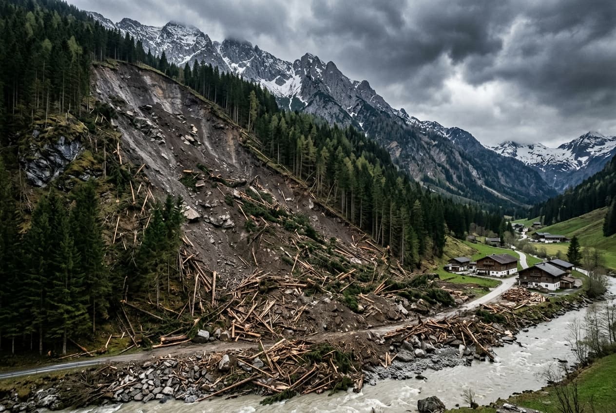 Two Victims Lost in Austrian Alpine Landslide After Heavy Rain Collapses Hillside Two Victims Lost in Austrian Alpine Landslide After Heavy Rain Collapses Hillside