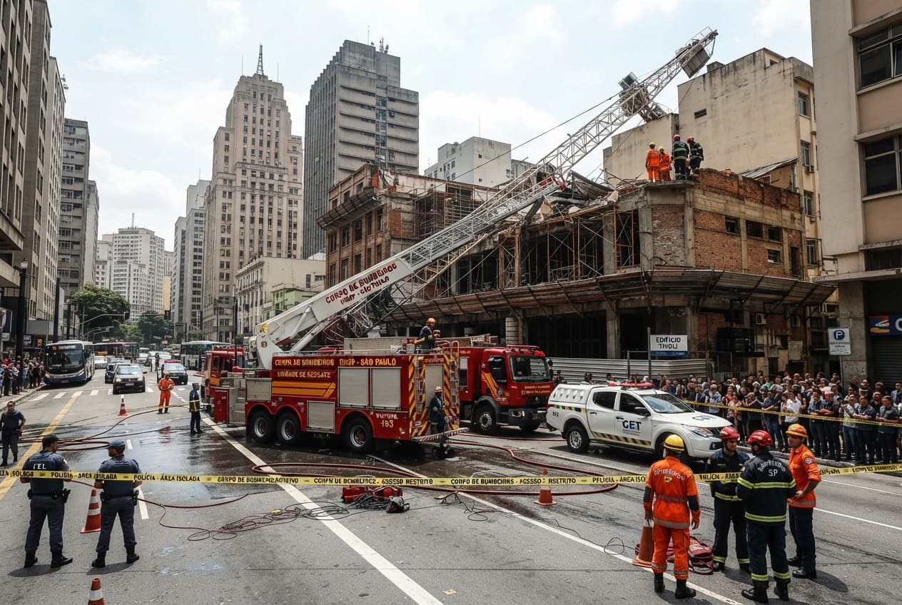 Construction Disaster: Crane Collapse at Downtown São Paulo Commercial Site Leaves Two Workers Dead Construction Disaster: Crane Collapse at Downtown São Paulo Commercial Site Leaves Two Workers Dead