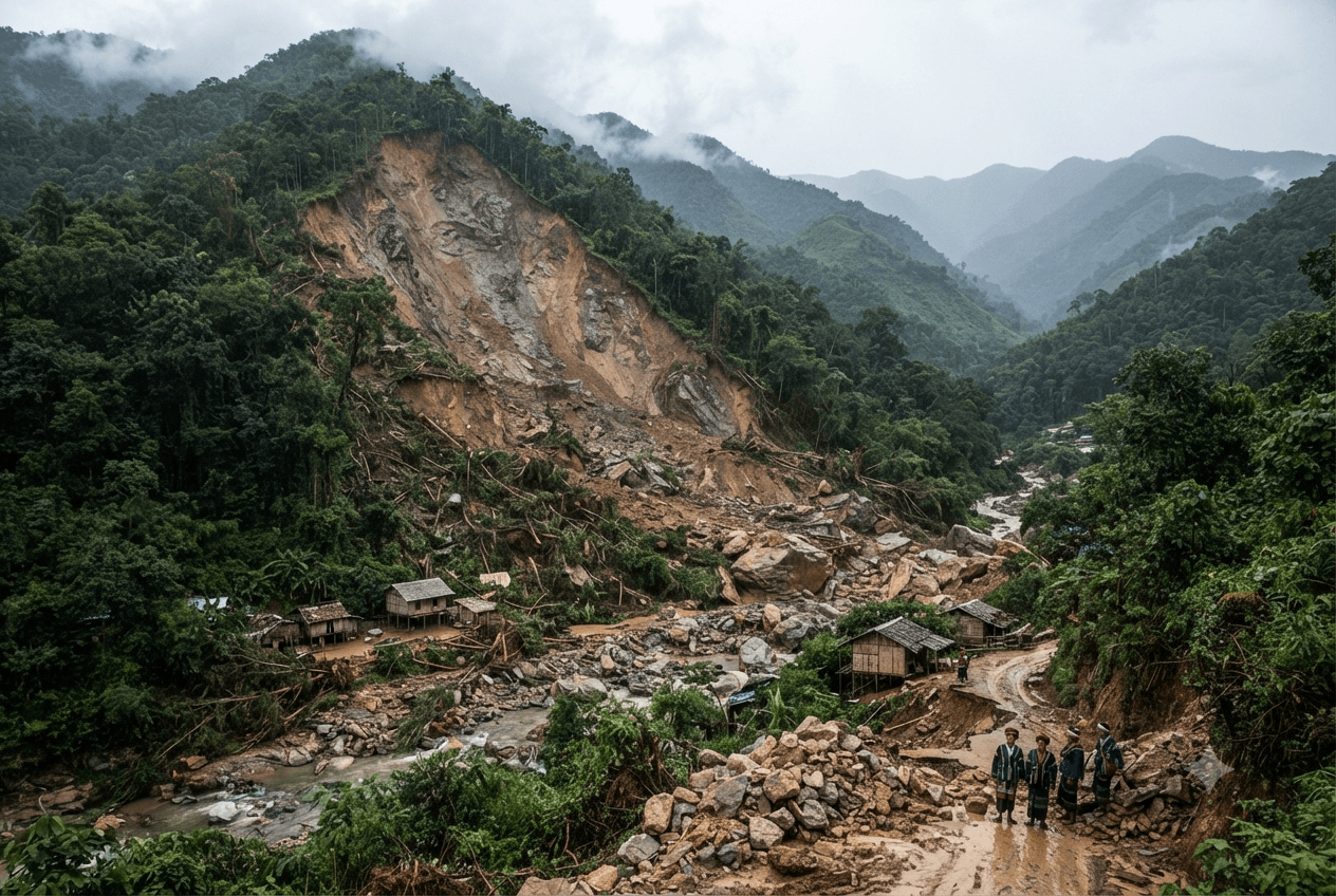 Chin State Tragedy: Four People Killed After Landslide Wipes Out Remote Settlement This Wednesday Chin State Tragedy: Four People Killed After Landslide Wipes Out Remote Settlement This Wednesday
