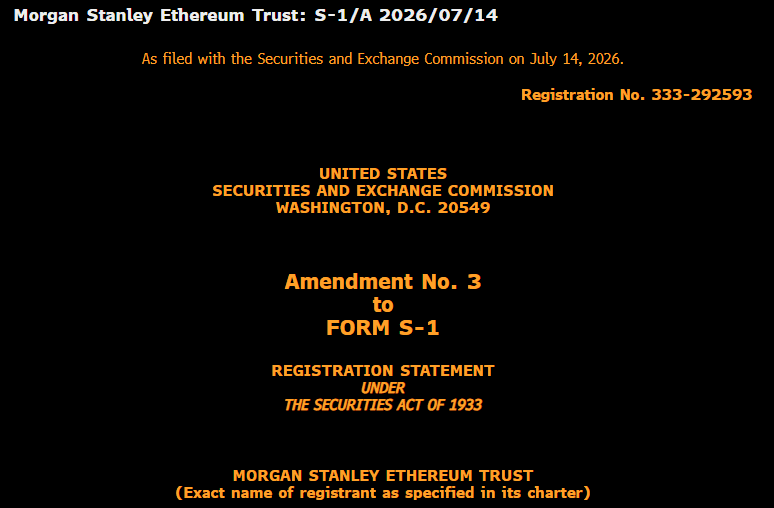 Morgan Stanley Files Spot Ethereum and Solana ETF Registrations Morgan Stanley Files Spot Ethereum and Solana ETF Registrations