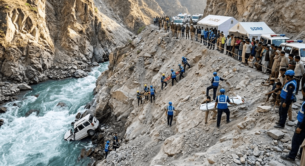 Tragic Plunge: 5 Dead After Scorpio SUV Plunges Into Raging Chenab River in Kishtwar Tragic Plunge: 5 Dead After Scorpio SUV Plunges Into Raging Chenab River in Kishtwar