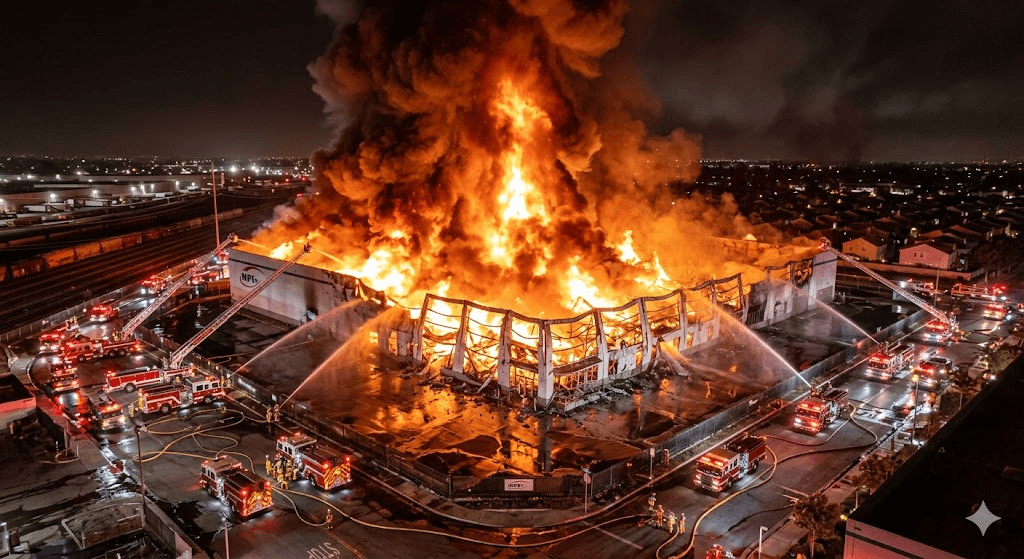 Inferno in Ontario: Disgruntled Employee Allegedly Torches 1.2 Million-Square-Foot NFI Warehouse Inferno in Ontario: Disgruntled Employee Allegedly Torches 1.2 Million-Square-Foot NFI Warehouse
