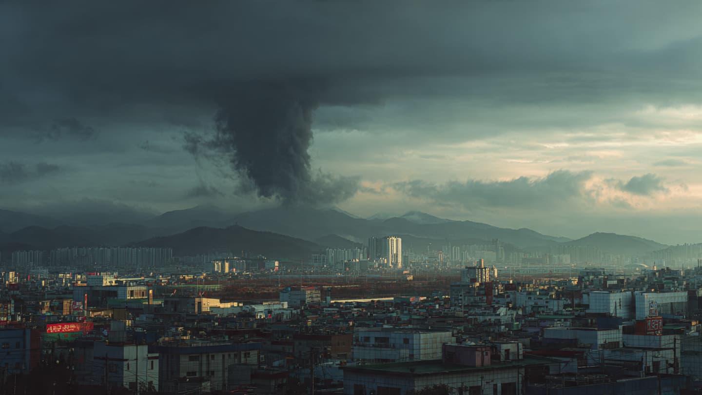 Where the Industrial Skyline Dissolves, A Narrative of Dark Plumes Over the Incheon Harbor Where the Industrial Skyline Dissolves, A Narrative of Dark Plumes Over the Incheon Harbor