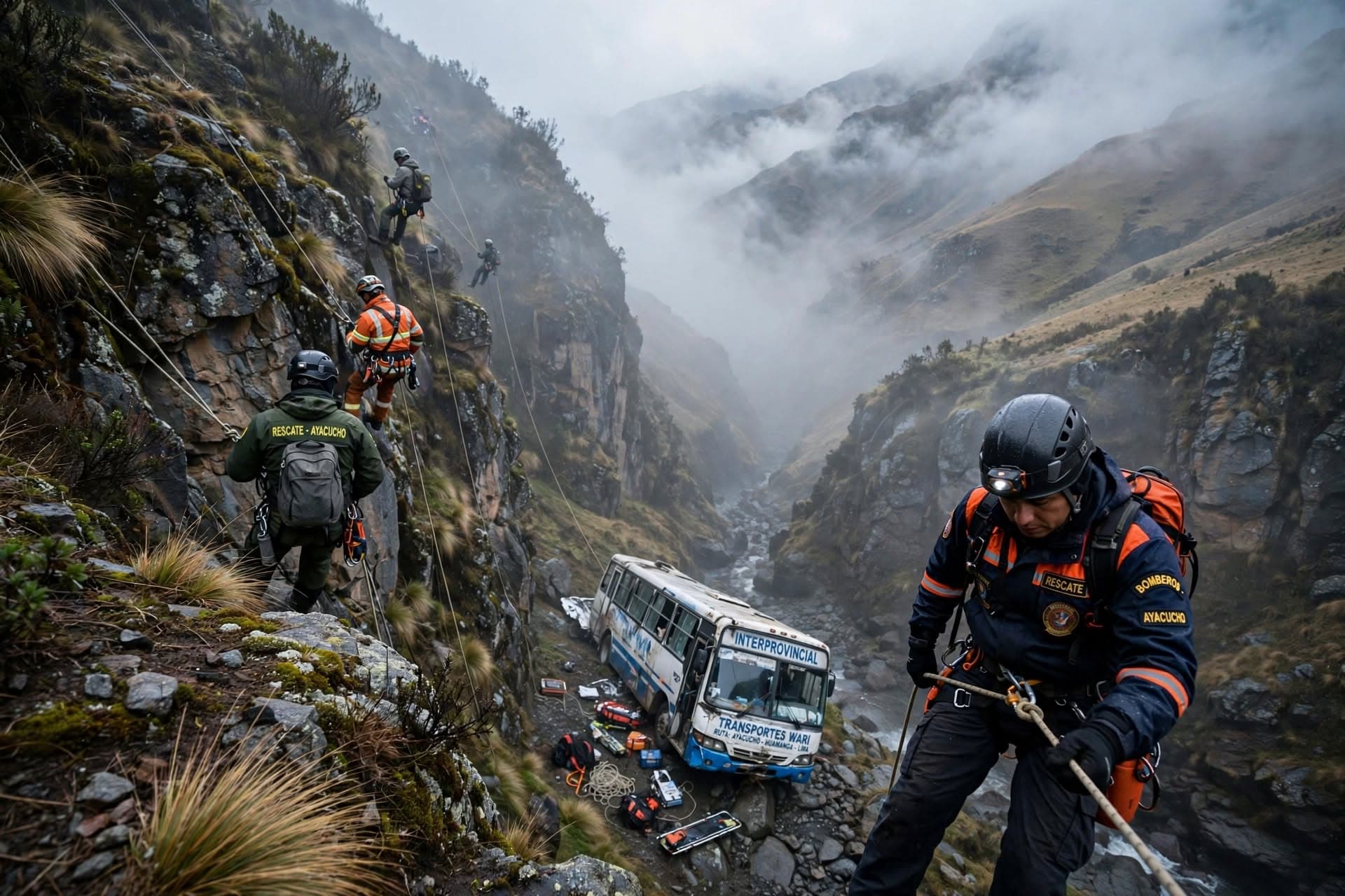 Ayacucho Ravine Horror: Interprovincial Bus Crashes Into Deep Gorge, Eight Dead, Twenty Injured Ayacucho Ravine Horror: Interprovincial Bus Crashes Into Deep Gorge, Eight Dead, Twenty Injured