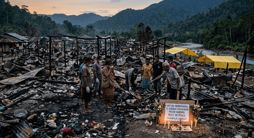 Tragedy in Central Papua: 11 Dead, Including 6 Children, as Massive Fire Sweeps Through Babuda Market Tragedy in Central Papua: 11 Dead, Including 6 Children, as Massive Fire Sweeps Through Babuda Market