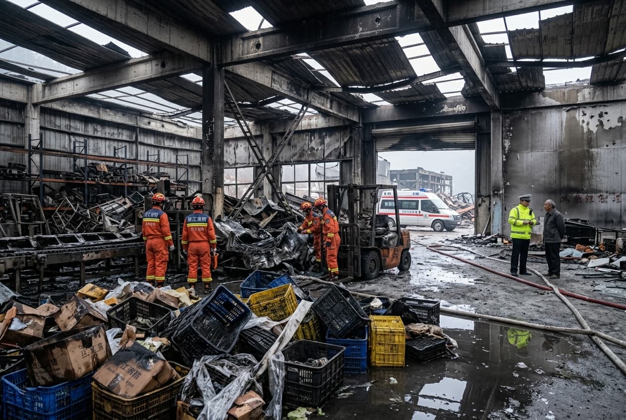 Zhejiang Warehouse Inferno: Factory Fire Kills Four Night Workers, Smoke Inhalation Blamed, Investigation Underway Zhejiang Warehouse Inferno: Factory Fire Kills Four Night Workers, Smoke Inhalation Blamed, Investigation Underway