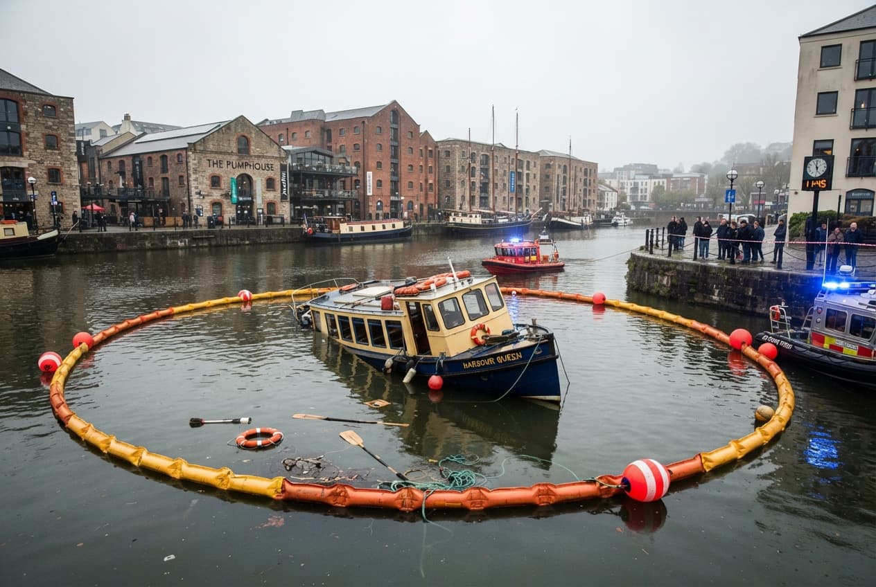 Harbor Tourist Vessel Sinking: Passenger Boat Takes On Water And Submerges In Bristol Waters Harbor Tourist Vessel Sinking: Passenger Boat Takes On Water And Submerges In Bristol Waters