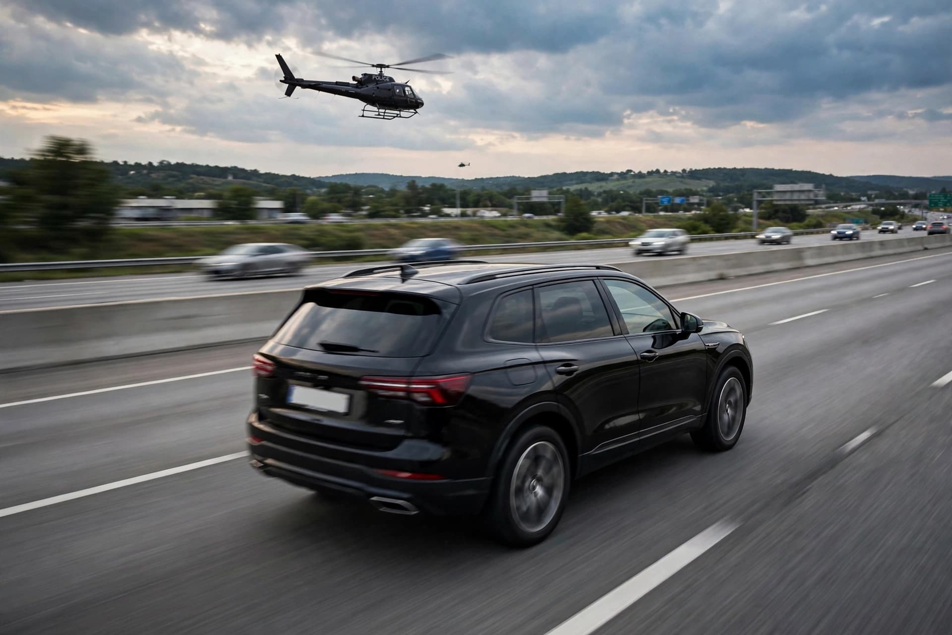 He thought the highway was empty; the helicopter disagreed. He thought the highway was empty; the helicopter disagreed.
