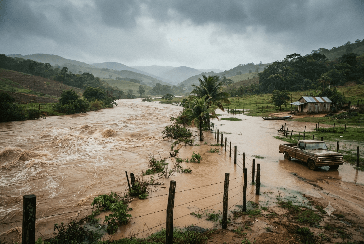 Bahia State Tragedy: Sudden Flash Flood Destroys Rural Residence and Claims Three Lives Bahia State Tragedy: Sudden Flash Flood Destroys Rural Residence and Claims Three Lives