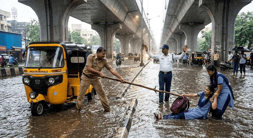 Navi Mumbai Shock: Two Teenagers Electrocuted on Rain-Soaked Road Beneath Bridge Navi Mumbai Shock: Two Teenagers Electrocuted on Rain-Soaked Road Beneath Bridge