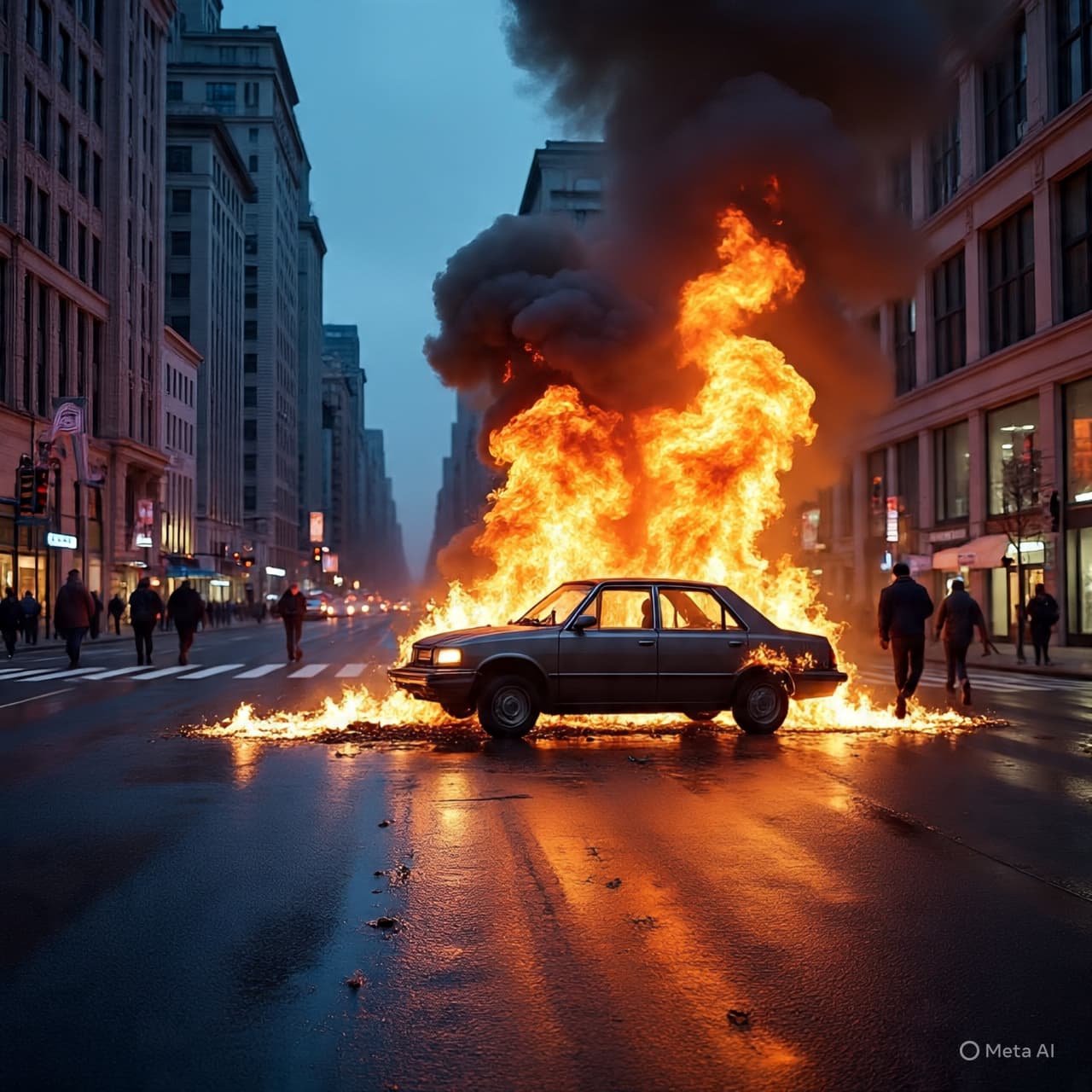 Where Flame Meets Asphalt: A Brief Inferno in the Heart of the City Where Flame Meets Asphalt: A Brief Inferno in the Heart of the City
