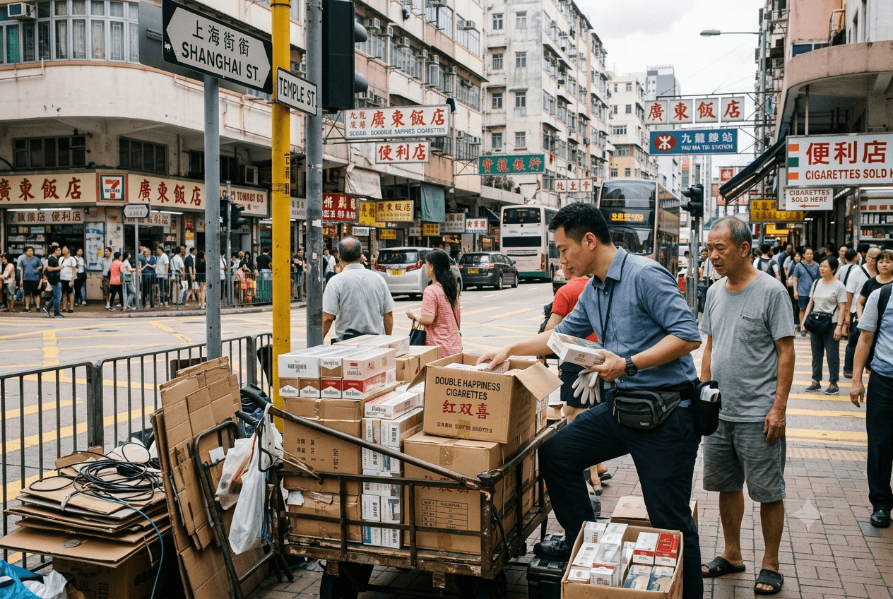 Illicit Trade In Yau Ma Tei: Five Individuals Arrested For Running Mobile Tobacco Stalls Illicit Trade In Yau Ma Tei: Five Individuals Arrested For Running Mobile Tobacco Stalls