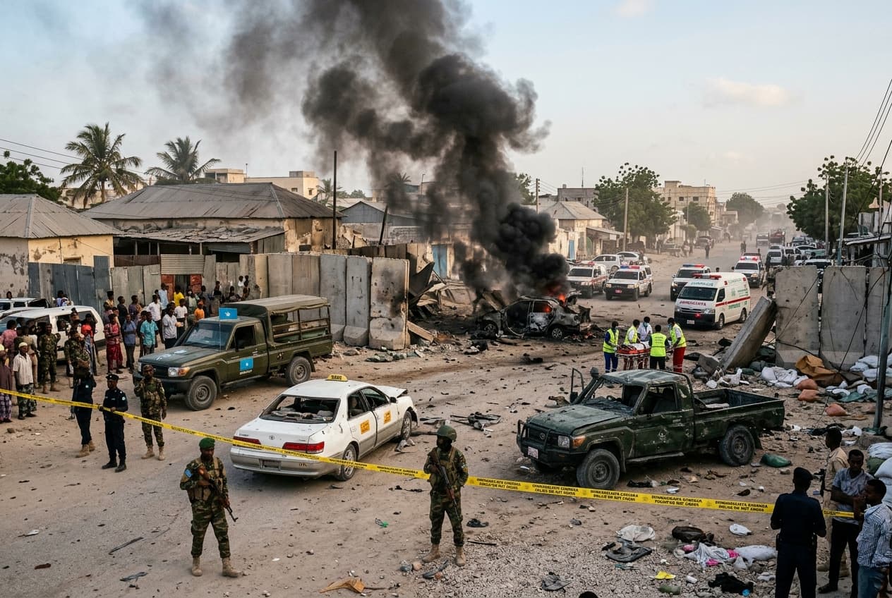 Mogadishu Checkpoint Car Bombing Leaves Multiple Dead, Streets Blocked, Rescue Teams Search Wreckage For Survivors Mogadishu Checkpoint Car Bombing Leaves Multiple Dead, Streets Blocked, Rescue Teams Search Wreckage For Survivors