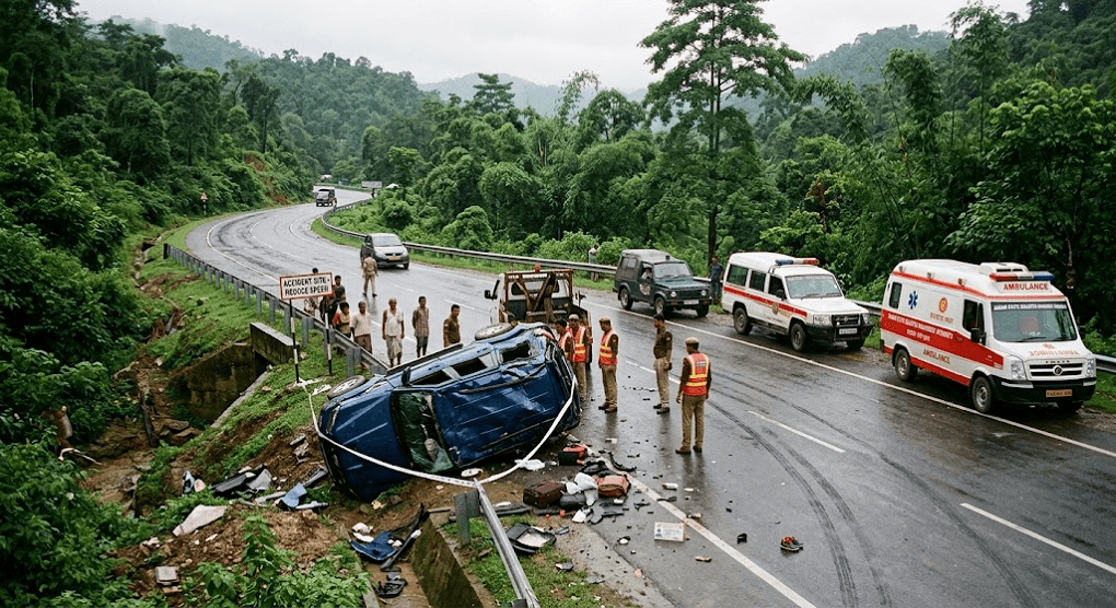 Tragic NH-137 Crash: 1 Dead, 1 Critically Injured in Severe Assam Road Accident Tragic NH-137 Crash: 1 Dead, 1 Critically Injured in Severe Assam Road Accident