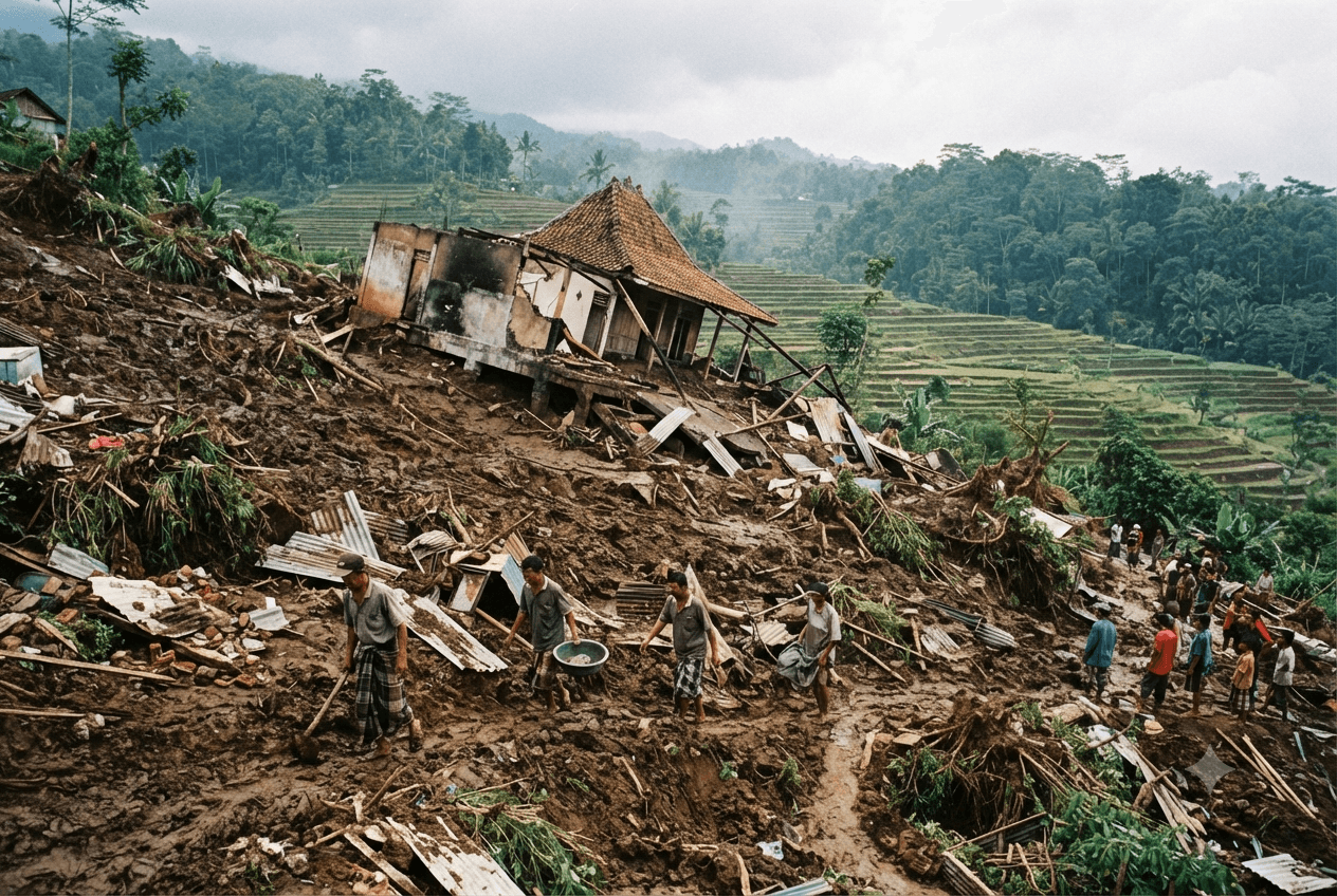 Landslide in East Java: Three Homes Destroyed, One Resident Found Dead Following Heavy Rains Landslide in East Java: Three Homes Destroyed, One Resident Found Dead Following Heavy Rains
