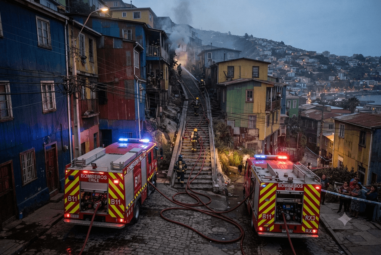 Chile Fire Tragedy: Residential Blaze Sweeps Through Wooden House in Valparaíso, Killing Two People Chile Fire Tragedy: Residential Blaze Sweeps Through Wooden House in Valparaíso, Killing Two People