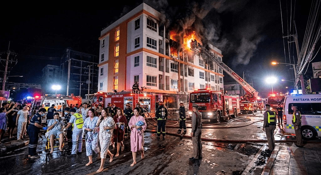 Inferno at Dawn: Fire Rips Through South Pattaya Mid-Rise, Forcing Late-Night Evacuation Inferno at Dawn: Fire Rips Through South Pattaya Mid-Rise, Forcing Late-Night Evacuation