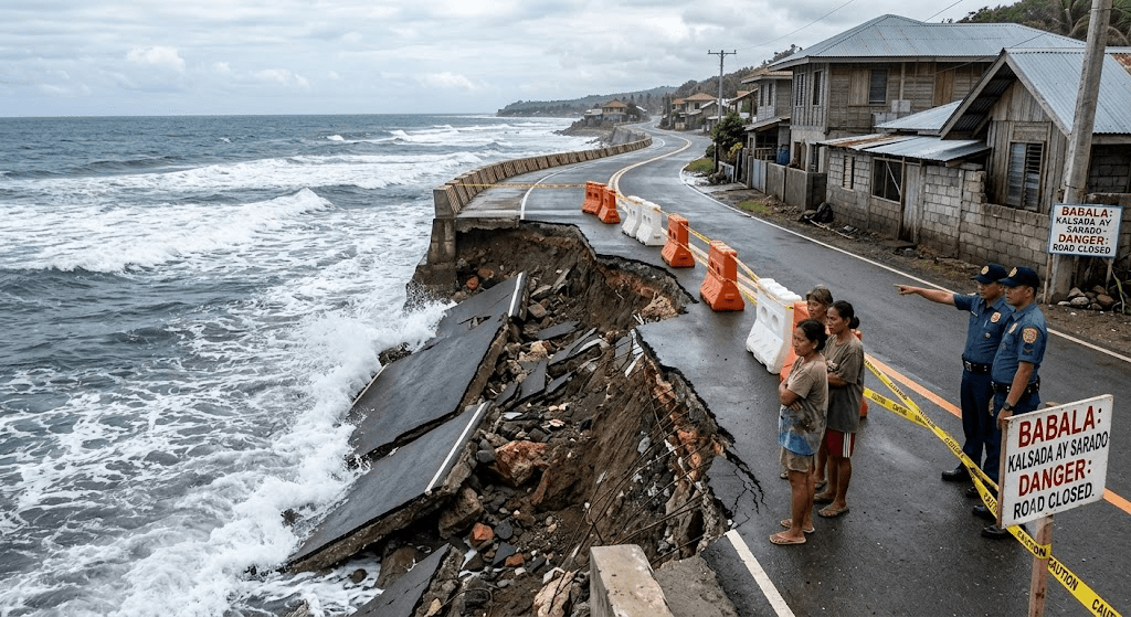 Shattered Shoreline: Santa, Ilocos Sur Coastal Road Collapses Under Batter of Raging Waves Shattered Shoreline: Santa, Ilocos Sur Coastal Road Collapses Under Batter of Raging Waves