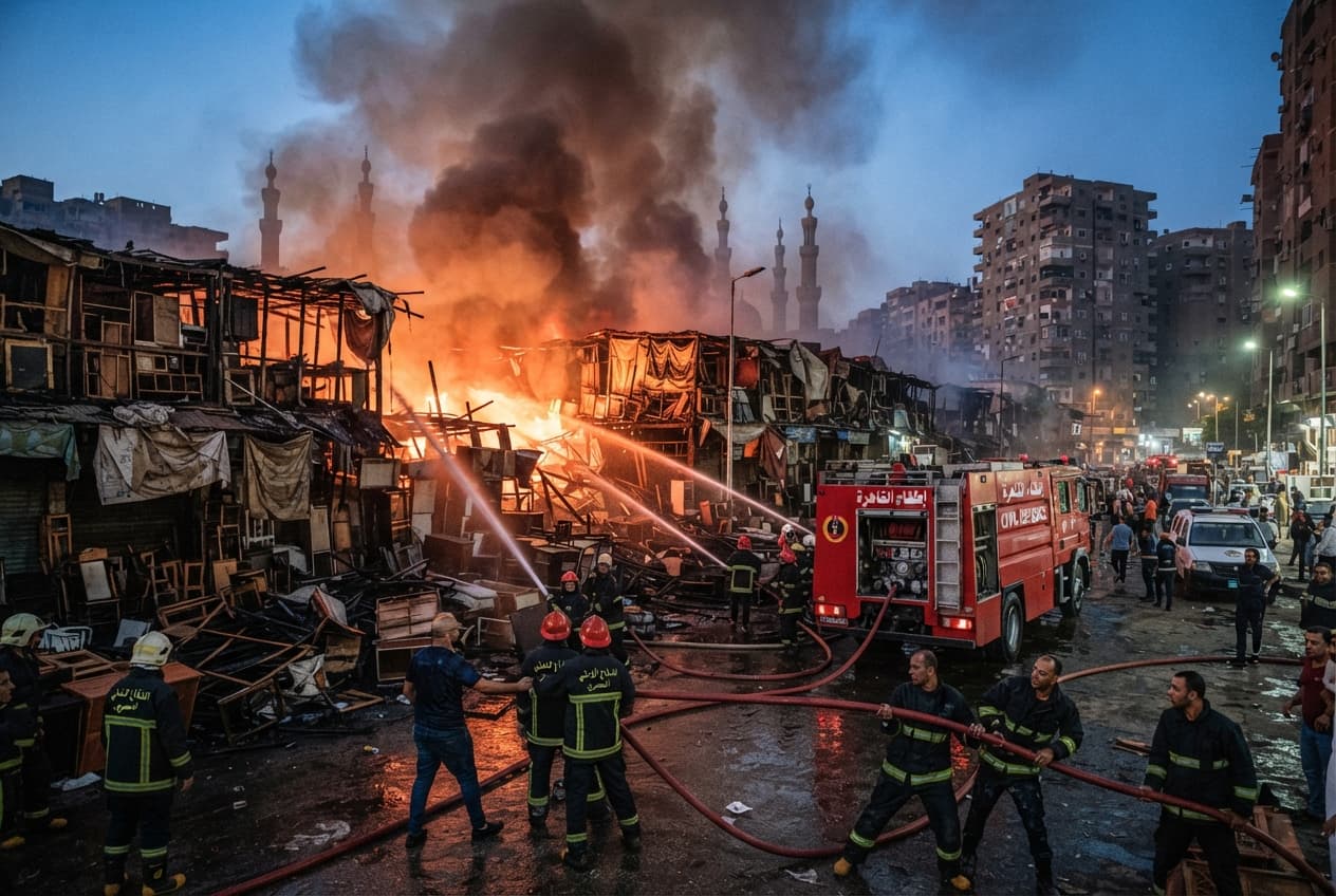 Fire Sweeps Cairo Market: Eight Hospitalized Following Sudden Blaze In Egyptian Furniture District Fire Sweeps Cairo Market: Eight Hospitalized Following Sudden Blaze In Egyptian Furniture District