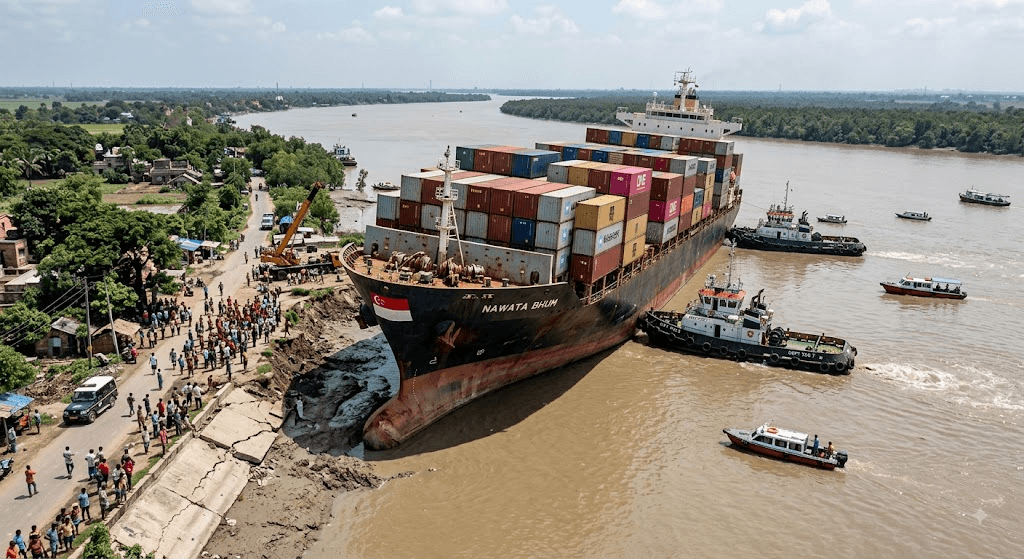 Breaking Maritime Incident: Singapore-Flagged Ship Stranded in Major Indian Port Breaking Maritime Incident: Singapore-Flagged Ship Stranded in Major Indian Port