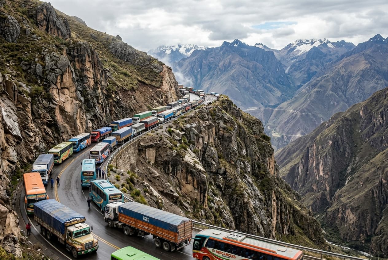 Peruvian Mountain Mudslide: Major Highway Blocked Following Torrential Downpours Across Central Andes Region Peruvian Mountain Mudslide: Major Highway Blocked Following Torrential Downpours Across Central Andes Region