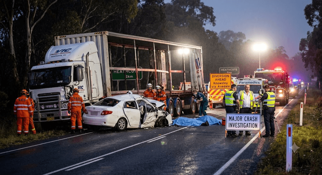Double Tragedy in Heathcote: Two Dead After Devastating Highway Truck Crash Double Tragedy in Heathcote: Two Dead After Devastating Highway Truck Crash